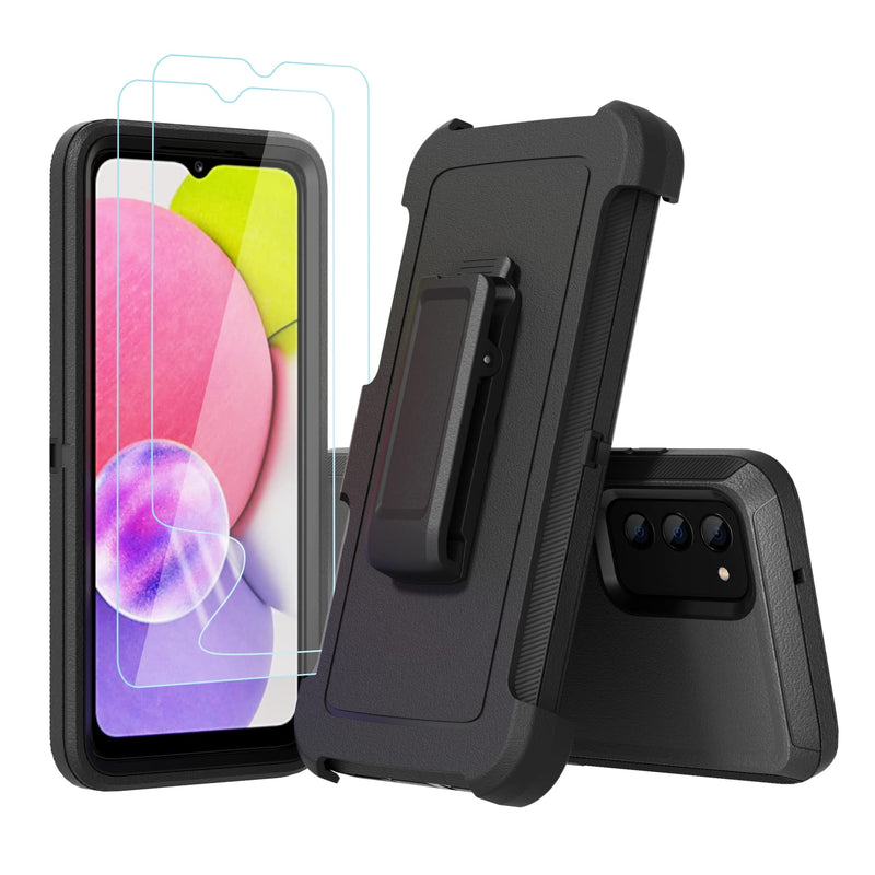 [AUSTRALIA] - Compatible with Samsung Galaxy A03s Case, with Belt Clip Holster Heavy Duty Rugged Shockproof Full Body Protection Kickstand Cover for Samsung Galaxy A03s Phone (Black) Black 