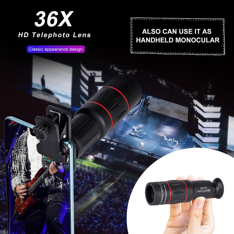[AUSTRALIA] - 36X Long Focus Telephoto Phone Lens for iPhone and Android, Zoom Cellphone Camera Lens with Phone Clip for Picture Video Taking 