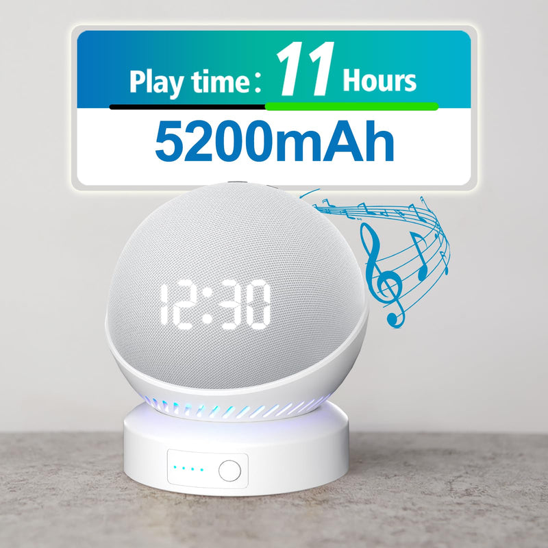 Battery Base for D0/t 4th & 5th Generation Portable D0/t 5TH Gen and Google Nest WiFi Battery Base Stand, Not Including The Speaker (white) white