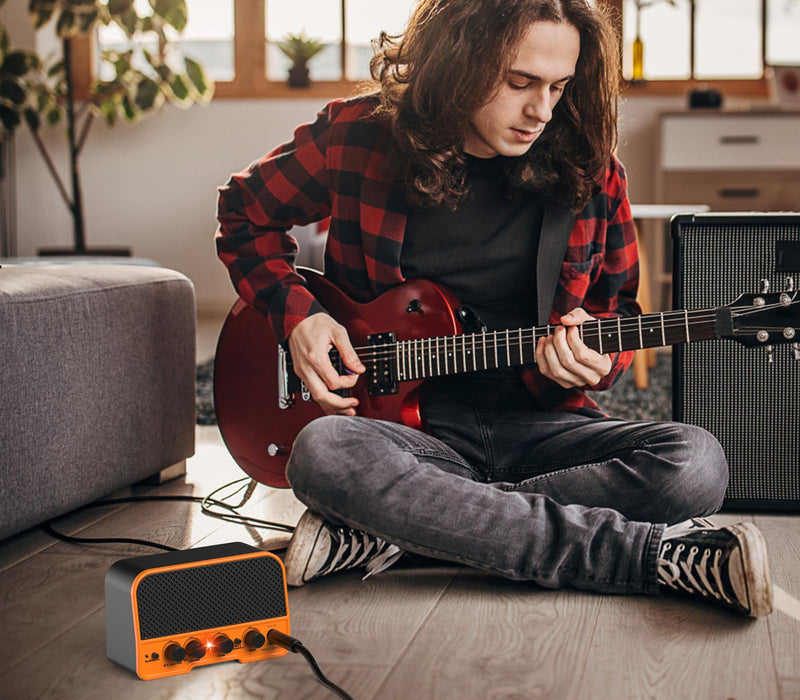 Electric Guitar Amp, Bluetooth 5W Rechargeable Amplifier, Clean &Overdrive Effects 2 Channels with Headphone Output, Small Guitar Amp for Electric Guitars