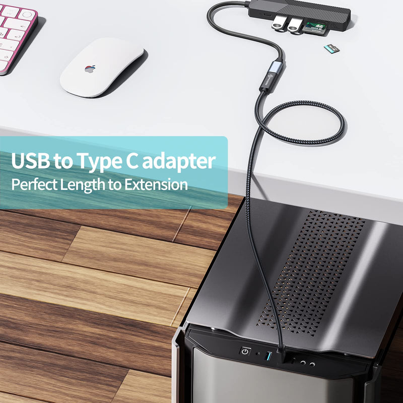 [10Gbps] USB C Female to USB Male Adapter 3.1 Gen 2 (1 Ft), PHIXERO 3A Fast Charging USB A to USB C Adapter with 10Gbps Data Transfer and Charging for Laptop, PC, Flash Disk, Quest Link, Charger 1ft
