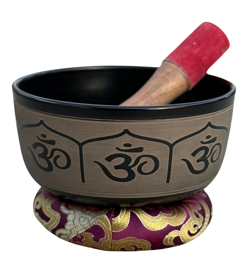 DharmaObjects® Yoga Meditation 6 Inches Ganesh/OM Peace Singing Bowl/Cushion/Rosewood Mallet Gift Set OM