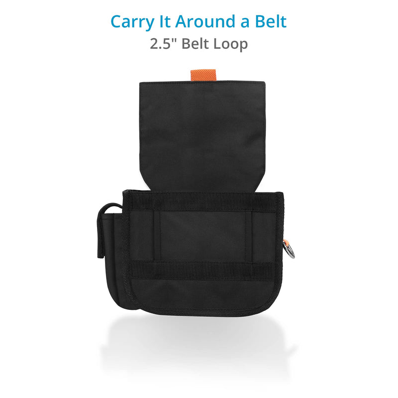 Proaim Cube AC Pouch Small for Camera Assistants, Grips and Techs | Splash-resistant tool pouch with three storage sections, mesh pocket, 2.5-inch belt loops, external pockets and D-ring