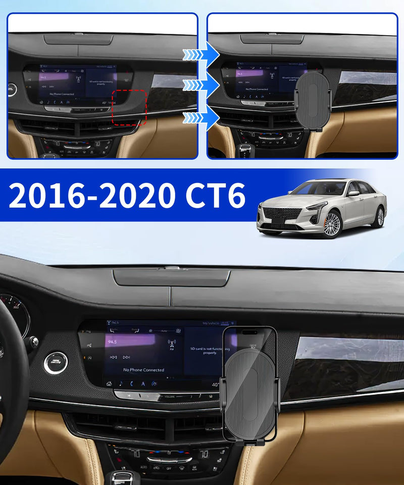 Car Phone Holder for Cadillac CT6 / CT6-V 2016-2020 Auto Accessories，One Hand Place & Pick，360° Rotation，Hands Free，for 4.7-7 inch Phones