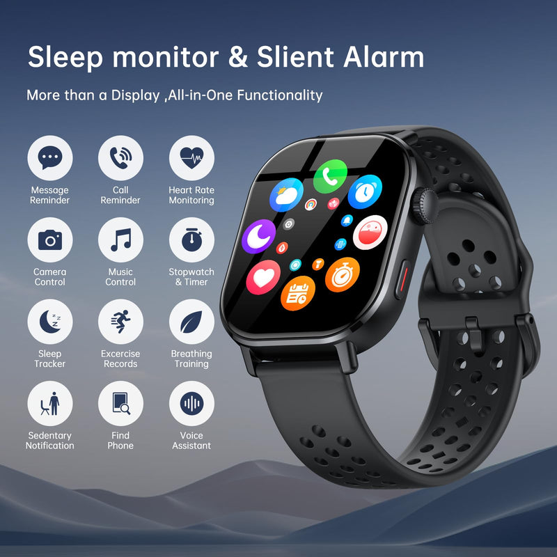 Smart Watch for Men GPS, 2.06"HD AMOLED Military Multisport Fitness Tracker with Bluetooth Call/Compass/Barometer/Altitude 5ATM Water-Resistance Heart Rate/Sleep Monitor, Outdoor for Android iOS Black