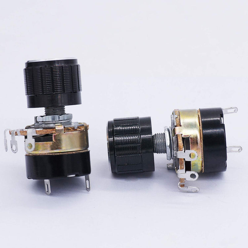 Taiss WH138 2 Pieces 10K Ohm Potentiometer Single Linear Cone Dimmer with Switch + 2 Pieces Black Aluminium Alloy Knob