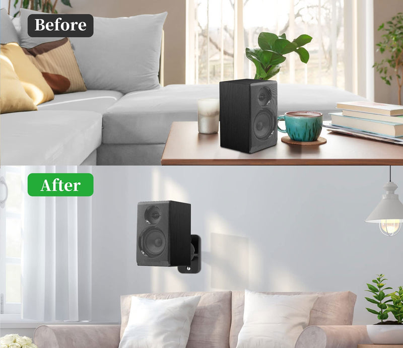 [AUSTRALIA] - HomeMount Speaker Wall Mount Brackets - Surround Speaker Wall Mounts Kit, Bookshelf Speaker Wall Screws Mounts, Hold up to 8 lbs, 2 Pack, Black 2P-Black 