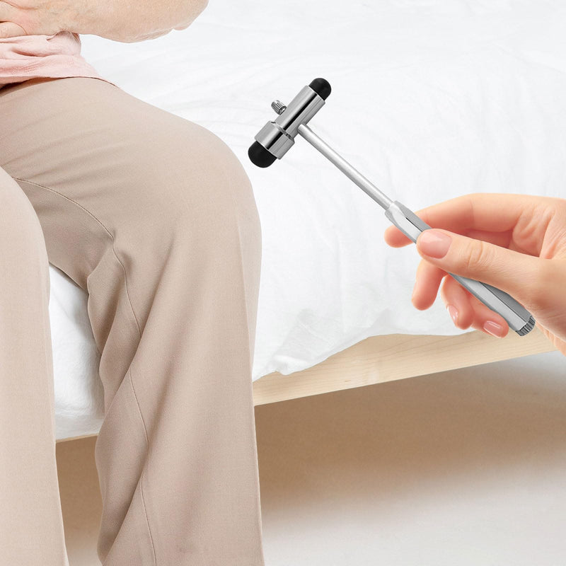 Neurological Reflex Hammer 18 cm with Built-in Brush and Needle, Massage Hammer Zinc Alloy, Medical Reflex Hammer for Reflex Tests, Black