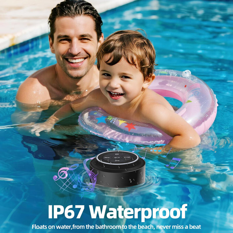 [AUSTRALIA] - Mini Bluetooth Shower Speaker with Suction Cup, Wireless Shower Speaker Bluetooth Waterproof, IP67 Floating Waterproof Bathroom Speaker, Ideal Gifts for Men Women Kids 