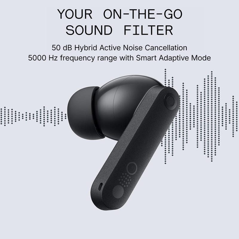 CMF Buds Pro 2 Wireless Earbuds with Smart Dial, 50dB Hybrid Noise Cancelling Earbuds Wireless Bluetooth 5.3, 11mm Bass with LDAC, 6 Hi-Res Audio Mics, 43H Playtime, Fast Charging Case, Dark Grey Modern