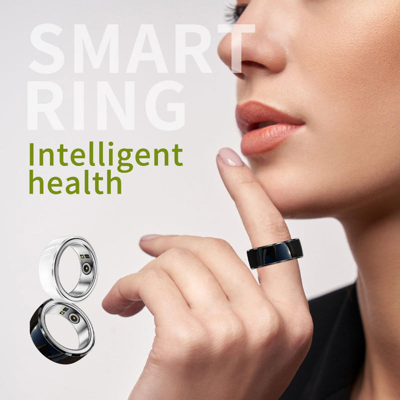 Smart Ring Health Fitness Rings Waterproof Activity Trackers Heart Rate Monitor Calorie Counter Sleep Tracker Long Battery Life Fashion Ceramic Ring for Men Women, 12, black, JYR8FS