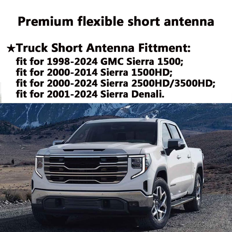 for GM Truck Short Antenna Fit for GMC Sierra 1500-3500 Denali (1999-2024) | Chevy Silverado 1500-3500 (1999-2024) | 7" Spiril Flexible Rubber Antenna, Optimized AM/FM Radio Reception Accessories