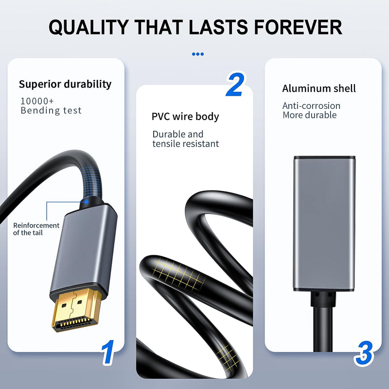 Kumiho HDMI to DisplayPort Adapter 4K60Hz High Speed HDMI Male to Display Port Female Converter Cable for PC Graphics Card Laptop PS5/4(Non-Bidirectional) 0.75FT HDMI M to DP F(No power cord required)