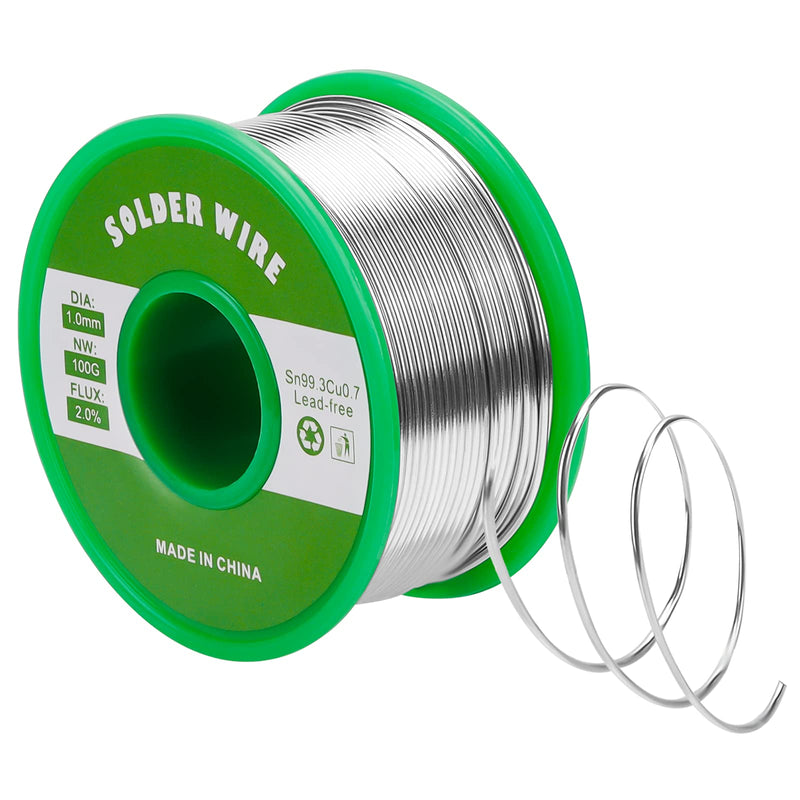 Gruiqrd Solder 1 mm, Solder Wire Electronics with Flux Sn99.3 Cu0.7, Solder Wire with Rosin Core for Electric Soldering and DIY (100 g) 1mm-100g