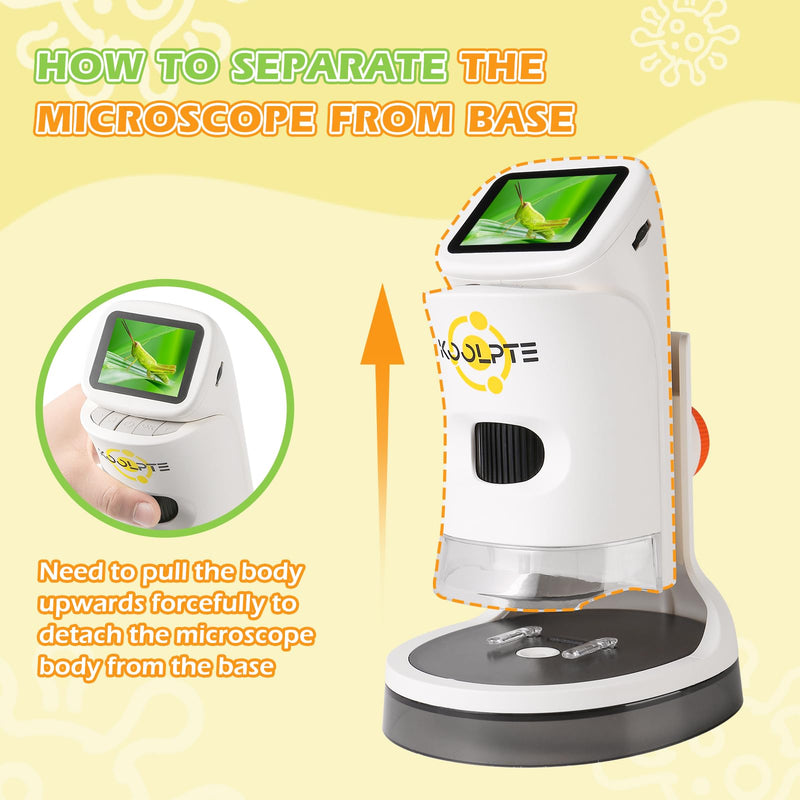 Microscope for Kids, 1000X HD Pocket Kids Microscope, 2.1'' LCD Screen Mini Micrscope for Kids 8-12, Science Mini Scope Toy Kits, Handheld Miniscope Educational Gifts for Kids, 32 GB TF Card Included Warm White