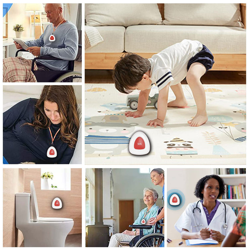 Wireless Caregiver Pager Call Button Nurse Call System 900Ft with LED Number Display for Elderly/Patient/Disabled at Home/Hospital/Clinic doorbell(3 SOS Waterproof Call Button & 1 Receiver)