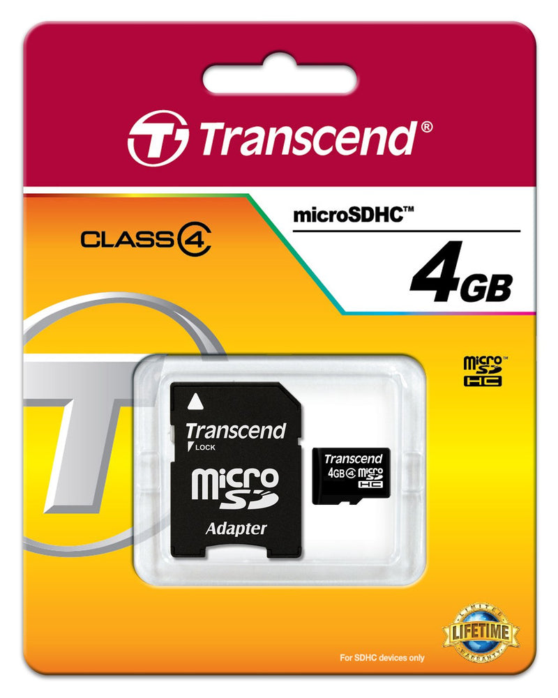 Transcend 4 GB Class 4 microSDHC Flash Memory Card TS4GUSDHC4