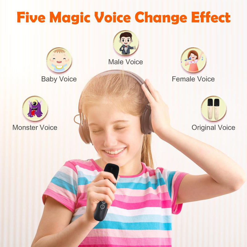 Mini Karaoke Machine for Kids Adults,Portable Bluetooth Karaoke Speaker for Adults Kids with 2 Microphones for 6 7 8 9 10 11 12 Years Old Girls Boys Gifts Toys for Christmas Birthday,Black Black