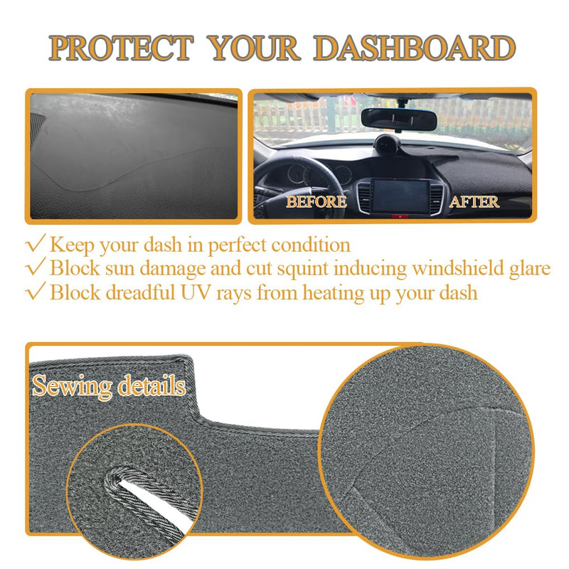 Dash Cover for GMC Sierra/Chevy Silverado 1500 2014-2018(Dark Gray) Y32 | Yiz Dashboard Mat Pad Carpet Fit GMC/ Chevrolet 2500HD 3500HD 2015-2019 Models, w/o Forward Collision Warning 14-18 Gray
