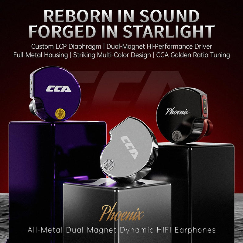 CCA Phoenix in-Ear Monitor Headphones, Dual-Magnet Dynamic Driver IEM with HiFi Clear Sound & Deep Bass, Full-Metal Professional Gaming Earbuds for Musicians, Singers, and Audiophiles(3.5mm Plug) Without Mic,3.5mm Silver