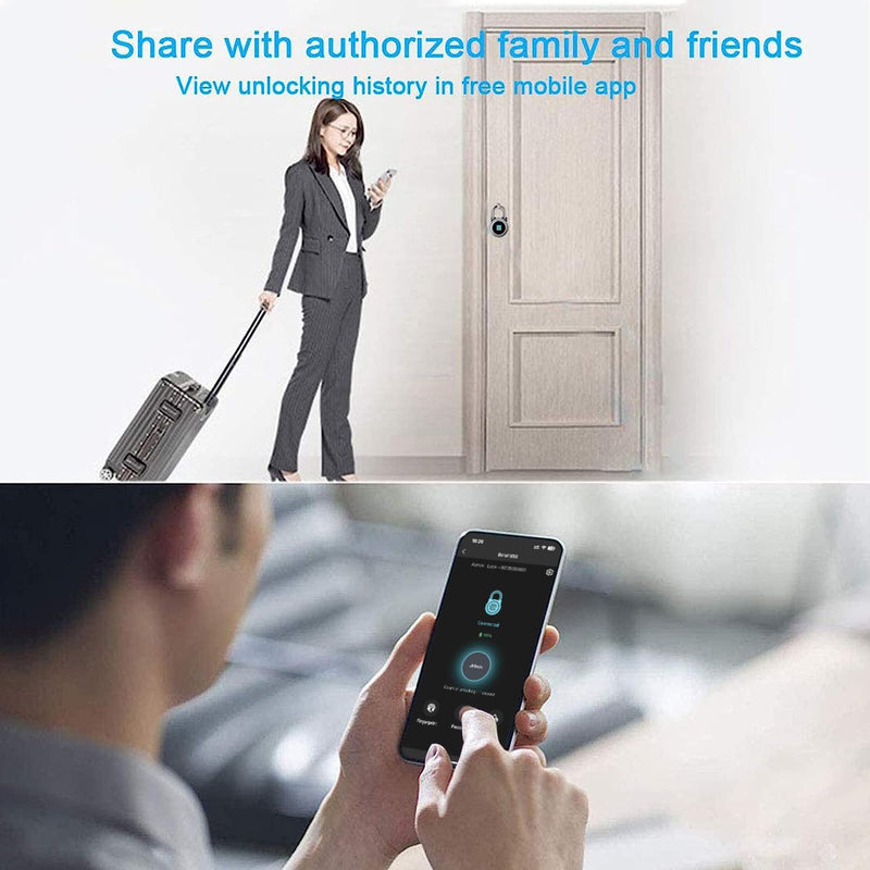 Fingerprint Padlock, Bluetooth Lock, Mobile APP, MEGAFEIS Smart Padlock with Keyless Biometric, Water Resistant, Suitable for Gym, Sports, Bike, School, Locker and Storage(Grey) Gray