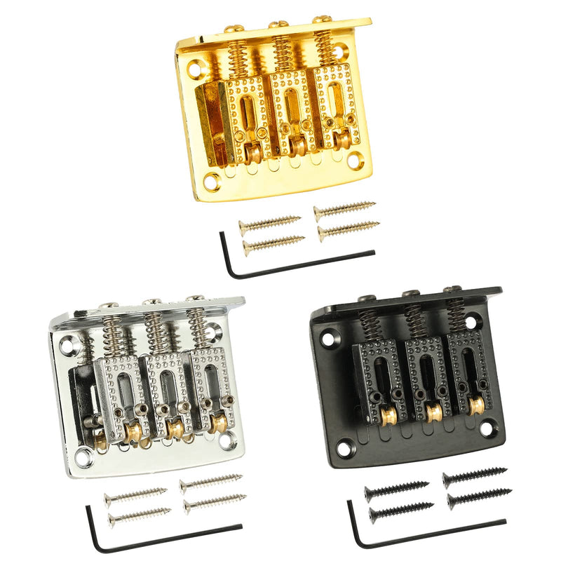 3 String Cigar Box Guitar Bridge, Electric Guitar Bridge Tailpiece Top Load Fixed Hardtail Saddle Cigar Box Guitar Parts, Black