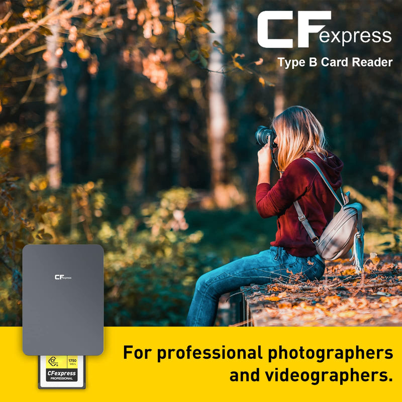 CFexpress Card Reader, 10Gbps Type B CFexpress Adapter USB C to USB C/USB A Memory Card Reader with USB3.1 Gen2 Transfer Speed, Compatible with Windows/Mac/Linux/Android Type C