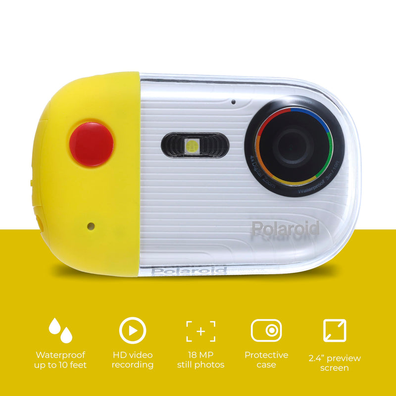 Polaroid Underwater Camera 18mp 4K UHD, Polaroid Waterproof Camera for Snorkeling and Diving with LCD Display, USB Rechargeable Digital Polaroid Camera for Videos and Photos Yellow