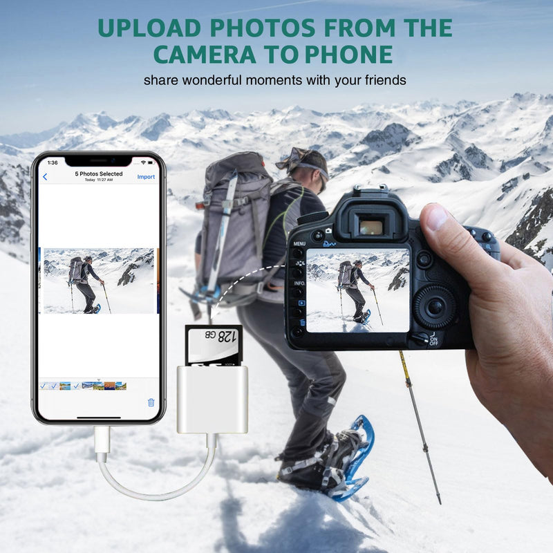 SD Card Reader for Smartphone, No APP Required Plug and Play, Support SD/TF Card Reader