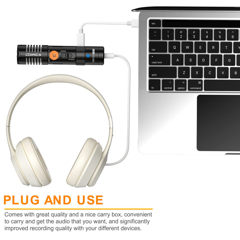 COMICA VM10 PRO Universal Video Microphone - Adjustable Gain, USB C Digital Output, Monitoring - Shotgun Mic for Camera, Smartphone, Tablet, PC - Ideal for Vlogging, Live Streaming, and Recording