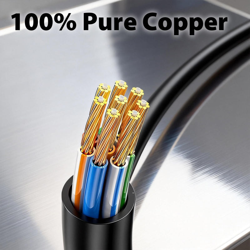 Cyberguys! CAT6A Ultra Slim Ethernet Cable 14Ft, 10-Pack, Black – Bootless | 34AWG UTP PVC Network Internet Cable 2.4mm OD, High-Speed 10Gbps 500MHz LAN Patch Cord Space-Saving Compact Design 14 FT