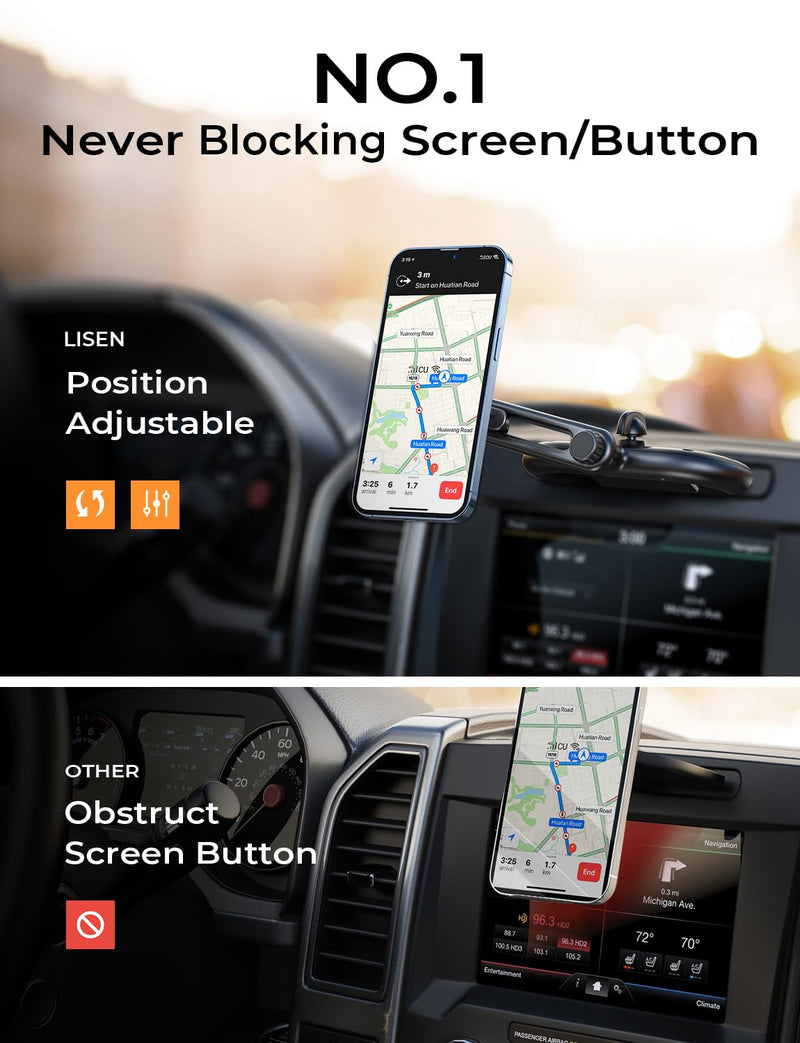 LISEN for MagSafe CD Phone Holder for Car Mount [Angle Adjustable] Magnetic Phone Holder for iPhone Magsafe Car Mount CD Slot Hands Free CD Player Phone Mount for iPhone 15 Pro Max Plus Galaxy Kits
