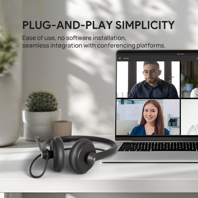 [AUSTRALIA] - Yealink UH34 Wired Headset, Single Ear USB Headphones with Noise Cancelling Mic, Teams Certified, Mono Headset for PC Laptop VoIP Phone, All Day Comfort Design, Mute Button 
