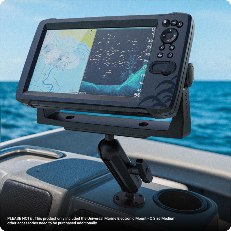 TUSITA Universal Marine Electronic Mount - C Size Medium, Aluminum Fish Finder Mount with 1.5" Ball for Boat, 360° Rotation, High Salt Water Resistant, Compatible with Garmin, Lowrance and More Medium Arm