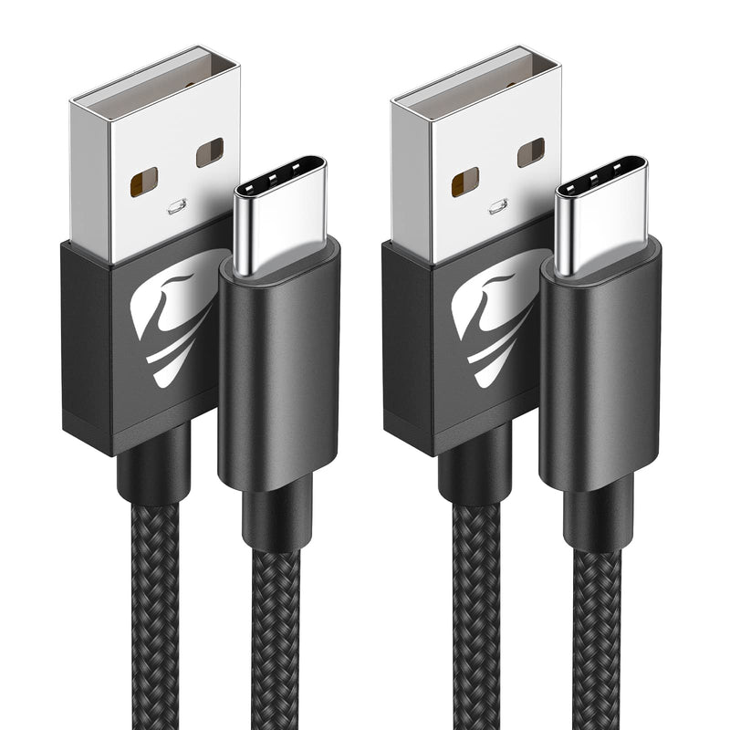 USB C Cable, [Pack of 2 2 m] 3.1A Charging Cable USB C Nylon Type C Fast Charging Cable USB to USB C Cable for Samsung Galaxy S25 S24 S23 S22 Ultra S9 S8 A55 A54 A52 A51, Note 10, iPhone 16 15, Huawei 2 m + 2 m black