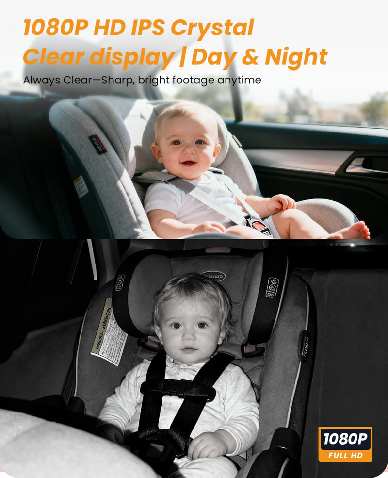 [AUSTRALIA] - Babyvue USB Car Camera for Baby : 4.5" Baby Car Camera with 1080P Crystal Clear Mirror View, Easy Installation Carseat Rear Facing Moitor for Kids, HD IR Night Vision Backseat Monitor White 