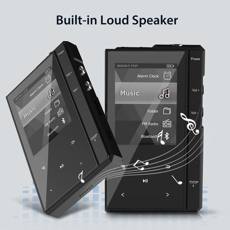 [AUSTRALIA] - 32GB MP3 Player with 90 Hours Long Battery Life,Bluetooth 5.0,Phinistec Z6 Digital Audio Player with Loud Speaker, 2.4'' IPS Portable Music Player,FM Radio,Voice Recorder Support up to 256GB(Black) 32GB 