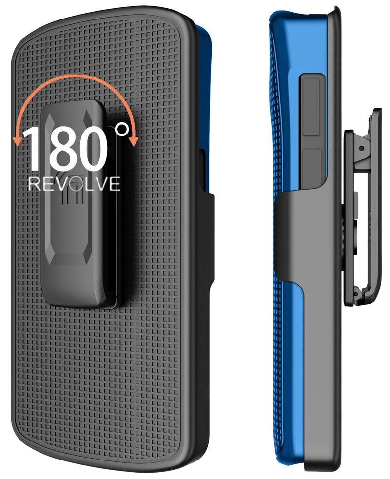 [AUSTRALIA] - Case with Clip for Zebra TC53 TC58 Mobile Computer Scanner, Nakedcellphone Slim Hard Shell Cover with Kickstand and [Rotating/Ratchet] Belt Hip Holster Combo - Cobalt Blue 
