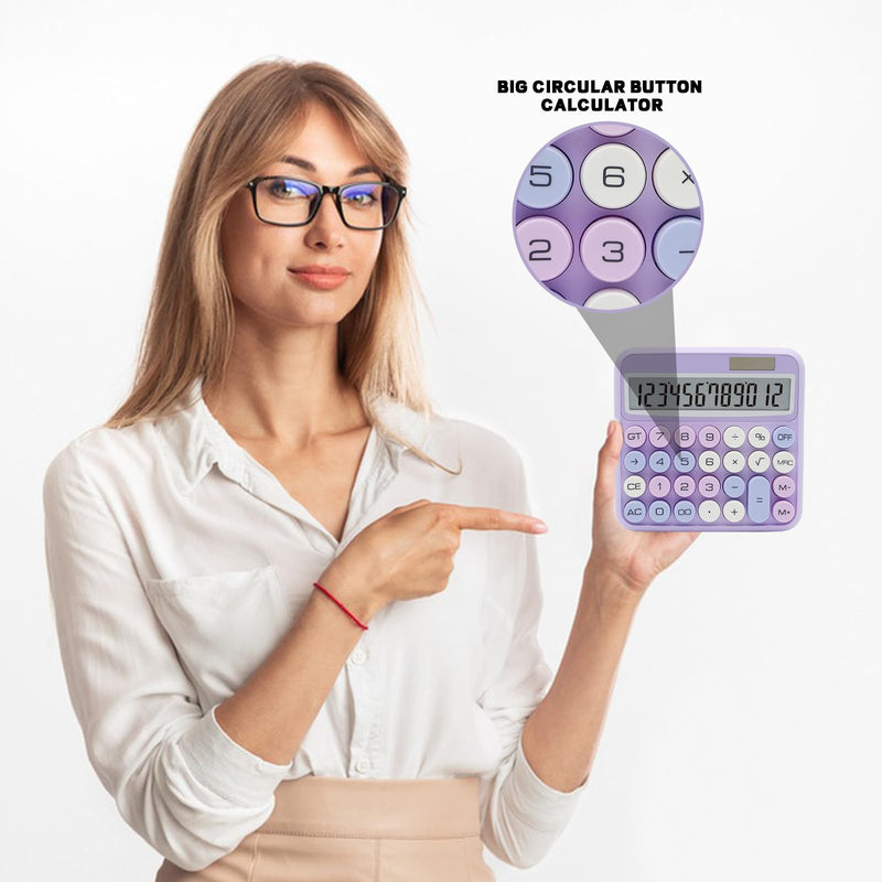 Purple Calculator, UPIHO Standard Calculator 12 Digit with Large LCD Display and Big Buttons,Purple Office Accessories for Women Desk,Cute Calculator for Office,School, Home,Business B-Purple