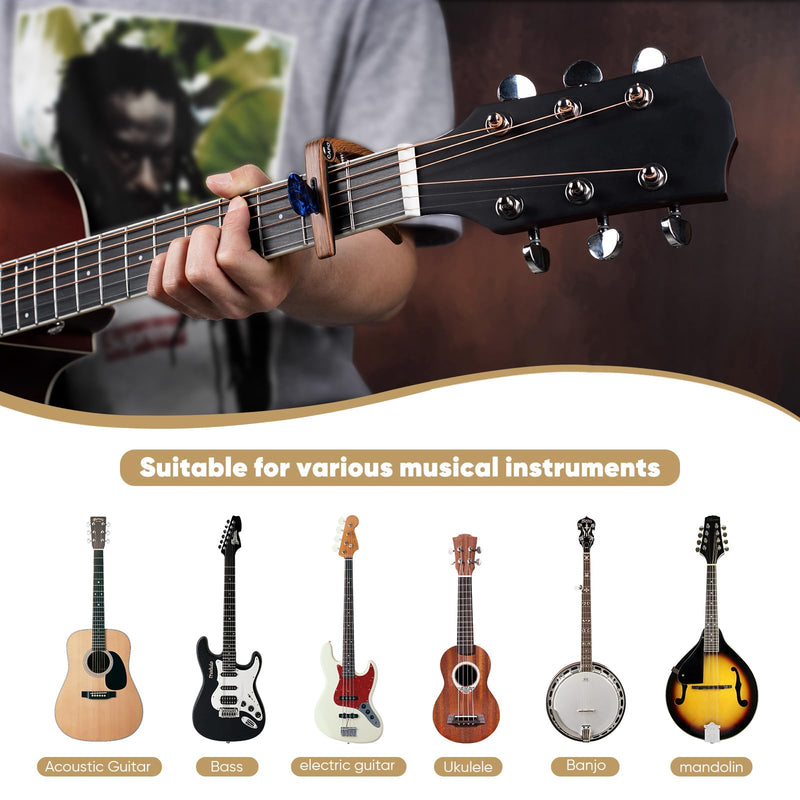 Guitar Capo, 3in1 Zinc Metal Capo for Acoustic and Electric Guitars (with Pick Holder and 4Picks),Ukulele,Mandolin,Banjo,Guitar Accessories (Black) black