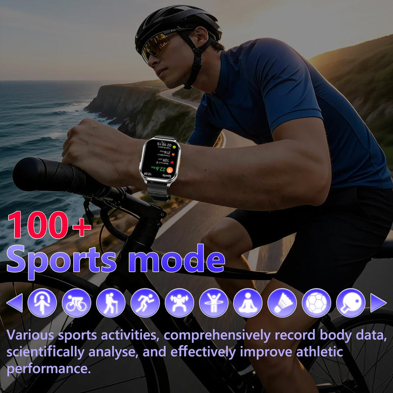 Smart Watches for Men Women with Built-in Camera 2.01" Touch Screen Play local music Save music Fitness with Heart Rate/SpO2/Sleep Monitor IP67 Waterproof Smartwatch for Android iOS 100+ Sports Modes