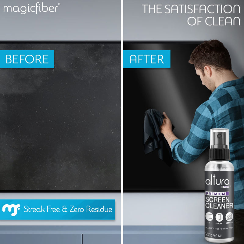 Altura Photo Screen Cleaner Spray Kit - TV, Laptop & Computer Screen Cleaner - Great for Smart TVs, Monitors, & Cars - Electronic & iPhone Cleaner - Eyeglass & Glasses Cleaner 2oz