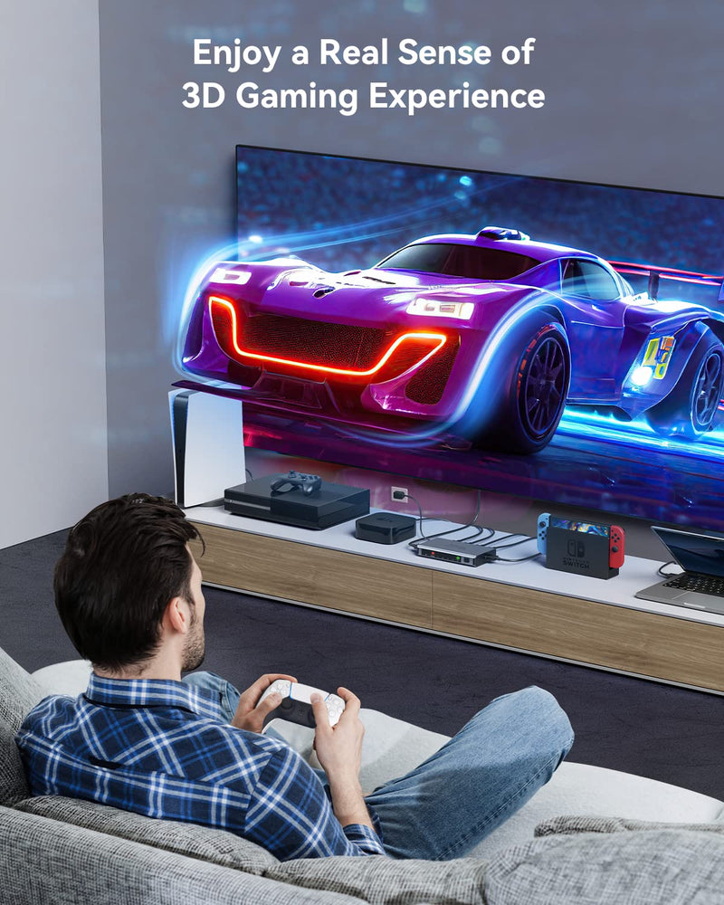[AUSTRALIA] - HDMI Switch 5 in 1 Out 4K@60Hz, GANA HDMI Splitter Switcher with Remote, Aluminum HDMI 2.0 Switch Box Hub for 3D, HDCP2.2, HDR, Compatible with Xbox, PS5/4/3,Fire Stick,Roku,Blu-Ray Player Gray 