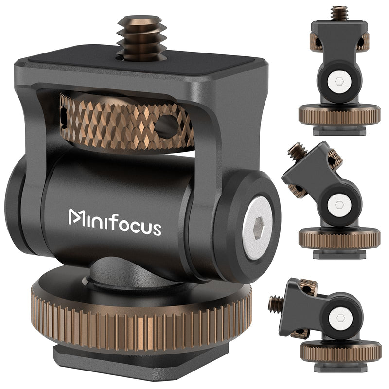 MINIFOCUS Camera Monitor Mount with Cold Shoe, 1/4" Screw for 5" & 7" Field Monitors, 160° Tilt Adjustable Holder for Field Monitor, LED, Flash and Video Shooting Photography Accessories S1102-G