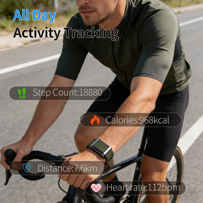 Smart Bracelet, Activity Trackers for Men & Women, Fitness Tracker Band, 24H Sleep Tracker, All-Day Continuous Heart Rate, Blood Oxygen, Stress, HRV Monitor, 170+ Sport Modes with Free APP (Black) Black