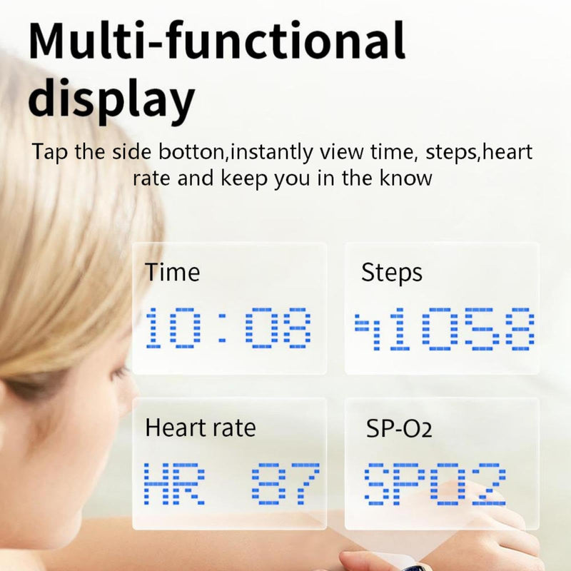 Yihou Smart Ring with Display Heart Rate Monitor Sleep Tracking Step Counter Call Number Display Multi-Sport Modes Gesture Control IP68 Waterproof Fitness Ring Health Tracking Ring for Men Women Silver #8(2.25 inch)