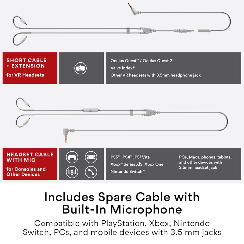 MEE Audio M6 VR Multiplatform in-Ear Earphones with Headset Microphone for PS5, Xbox, Nintendo Switch, PC; Also Includes Short Cable and mounting Bracket for Oculus Quest and Other VR Gaming Headsets 3.5mm Wired for VR Clear
