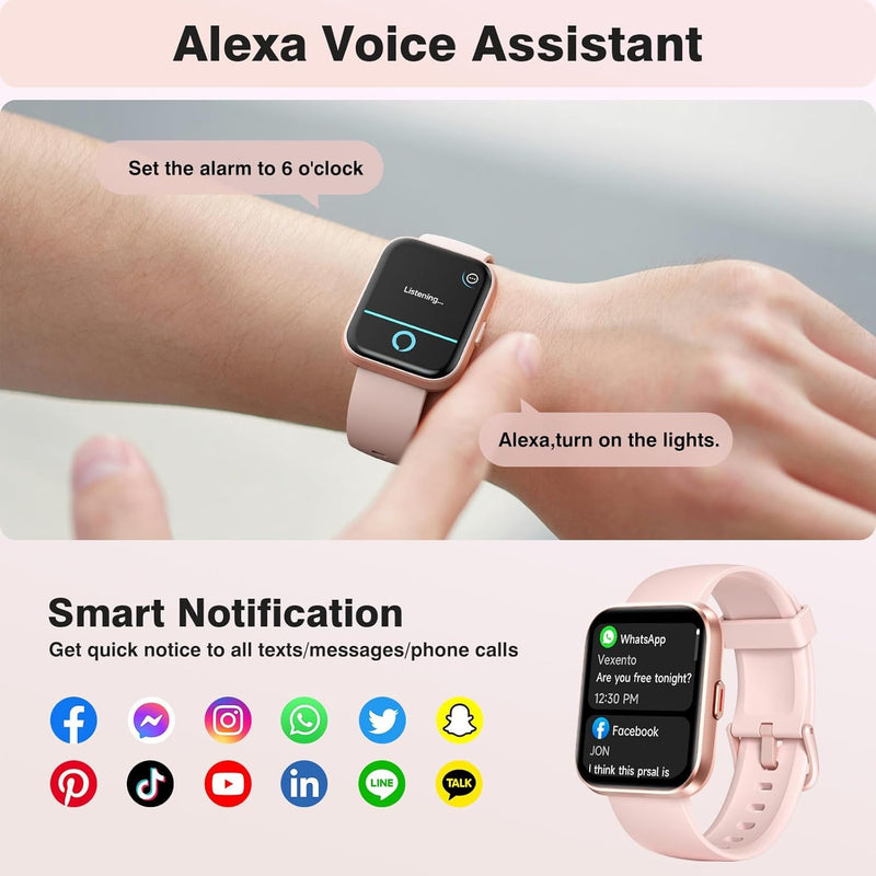 Smart Watch for Women Men Android & iOS, Alexa Built-in [1.8" +1.27'' HD Screen] IP68 Waterproof Fitness Watch with Bluetooth Call (Answer/Make), Heart Rate/Sleep/SpO2 Monitor, 105 Sports Track