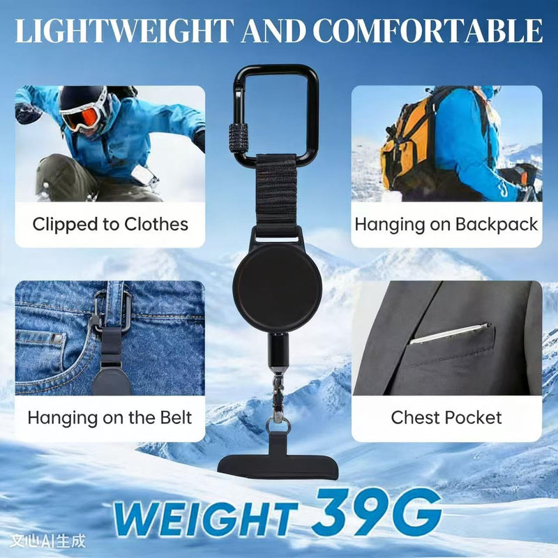 Anti-Theft Phone Lanyard, Retractable Phone Tether with Steel Cable, 27.5” Cord With Secure Locking Clip & 360° Anti-Tangle Design, For Iphone & Smartphones