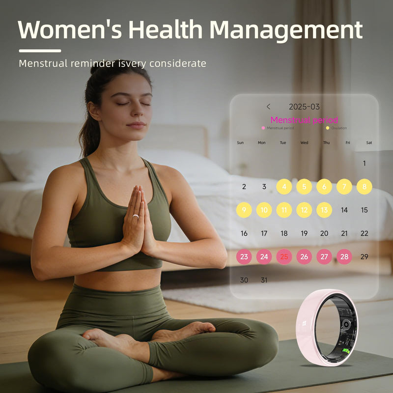 Ceramic Smart Ring for Women, Pink Fitness & Sleep Tracker, #8 | 24/7 Health Tracking with Heart Rate, Blood Oxygen, HRV & Sleep Monitoring. Ceramic Design, 5ATM Waterproof, No Subscription 8(0.72in)